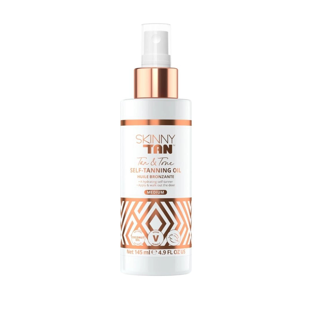 Skinny Tan Medium Tan & Tone Oil 145ml Luxury Tanning Oil To Hydrate Skin While Building A Tan