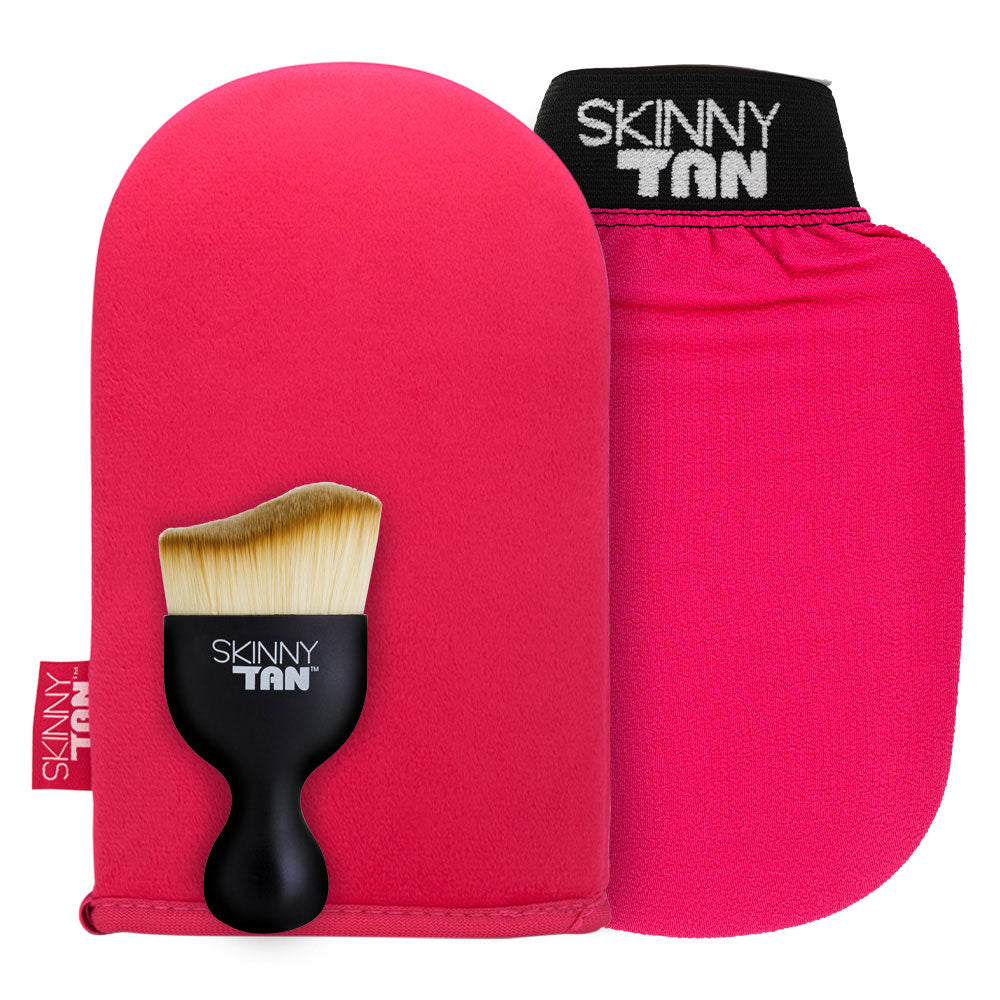 Skinny Tan Bundle Complete Tanning Application Set - Tanning Mitt, Exfoliating Mitt & Tanning Brush