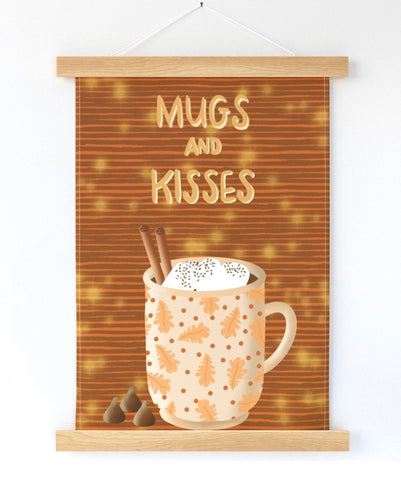 Mugs and Kisses Cozy Fall Mug Wall Hanging - Spoonflower