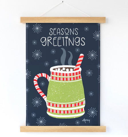 Seasons Greetings Cozy Winter Mug Wall Hanging - Spoonflower
