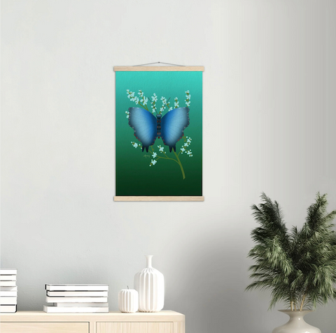 Blue Butterfly Hanging Poster