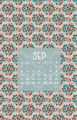 Retro blue hibiscus iPhone wallpaper for September 2023 by Marcy Brennan Art