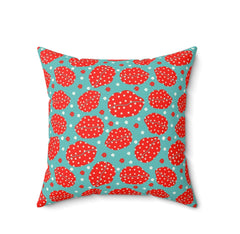 70s groove iconic lips with daisies throw pillow by Marcy Brennan Art