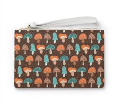 70s groove magical mushrooms on clutch bag by Marcy Brennan Art