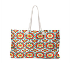 70s groove groovy waves on weekender bag by Marcy Brennan Art