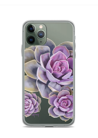 Pink Succulent Trio Clear iPhone Case