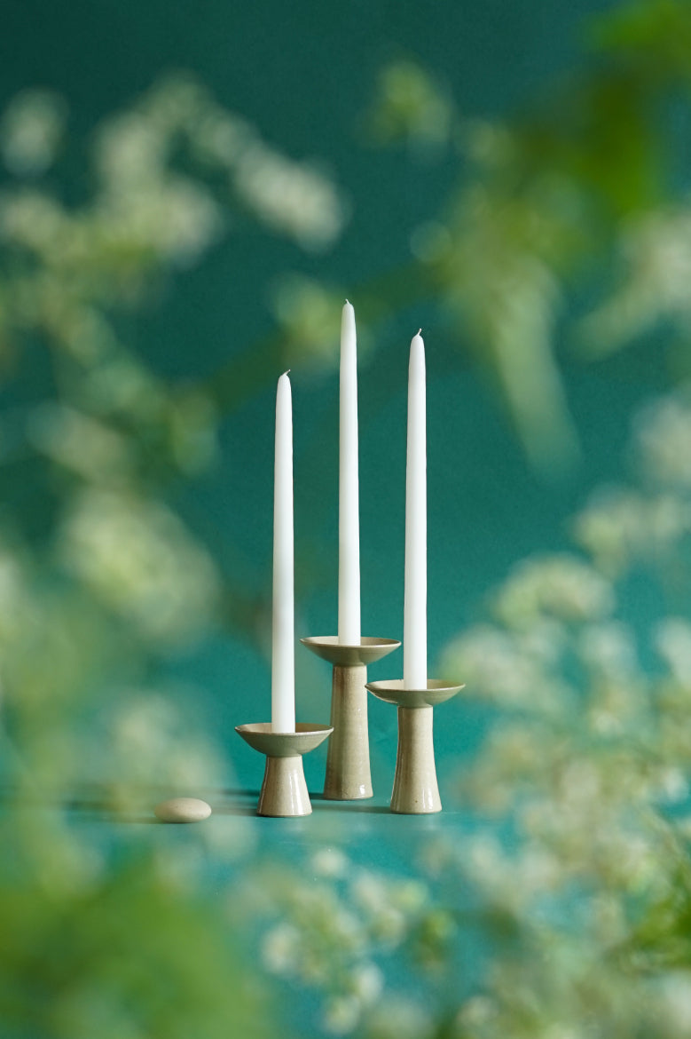 The three sizes of Midsummer Candlesticks by Cara Guthrie for Bard. 