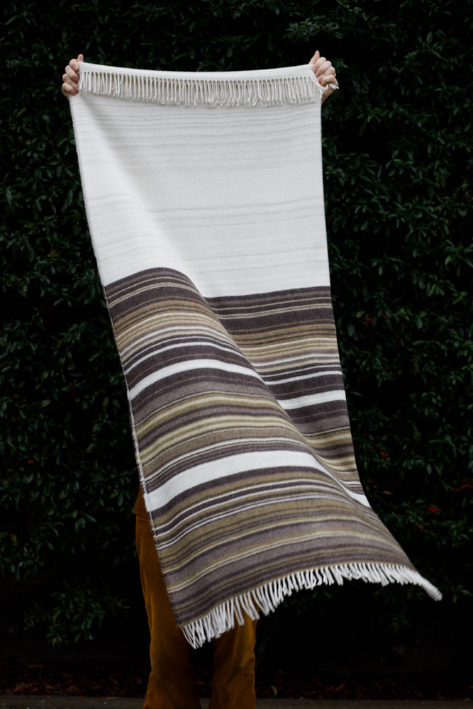 Pure wool blanket by Jennifer Kent. In three colourways, shown here in Quiraing.