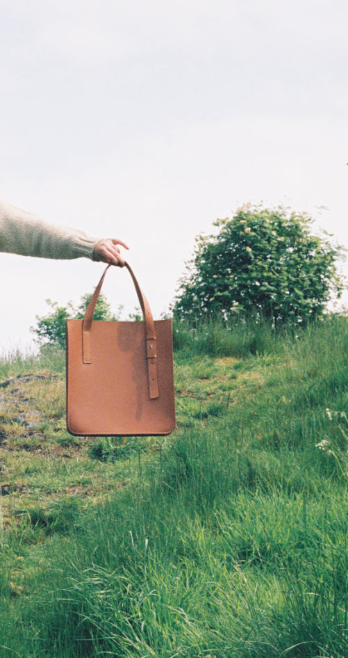 The Lismore leather tote bag handcrafted by McRostie Leather.