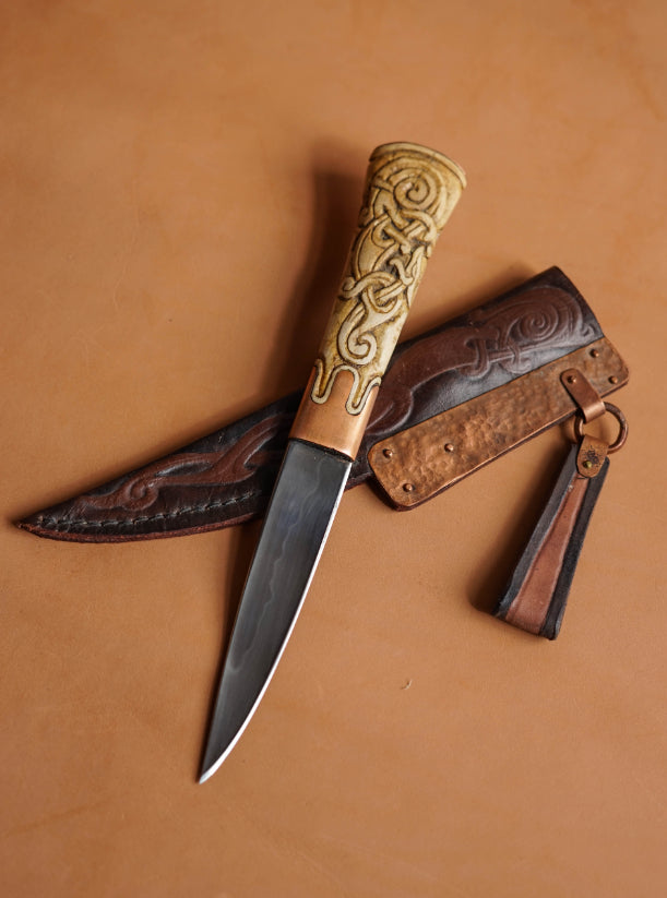Gotlandic Knife by Skye Knives. The Gotland knife has a 4 ¾-inch single-edge blade of hardened 1095 high carbon steel.