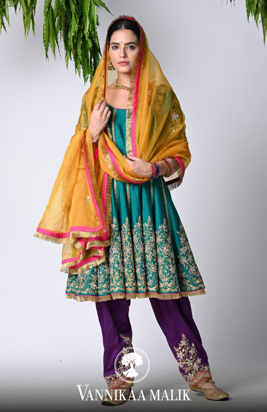 Rama Green Anarkali Set