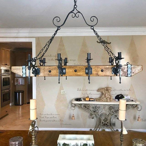 Mexican style wrought iron chandelier