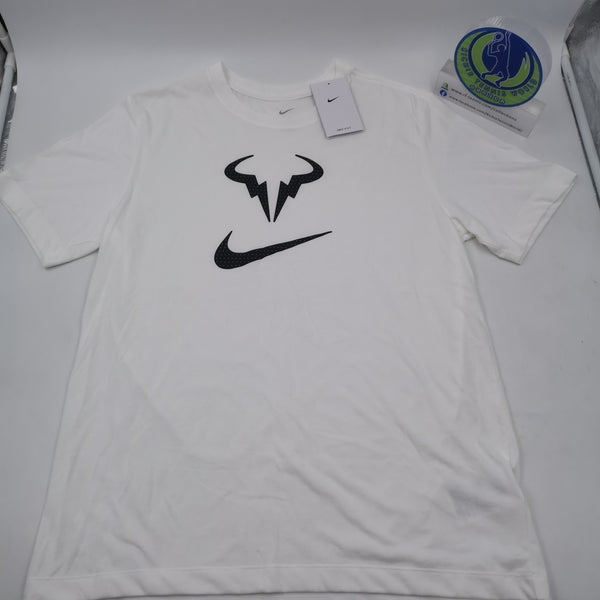 The Nike Nadal Logo Dri-Fit Men's White black T-shirt DR7724- – Richie Tennis World