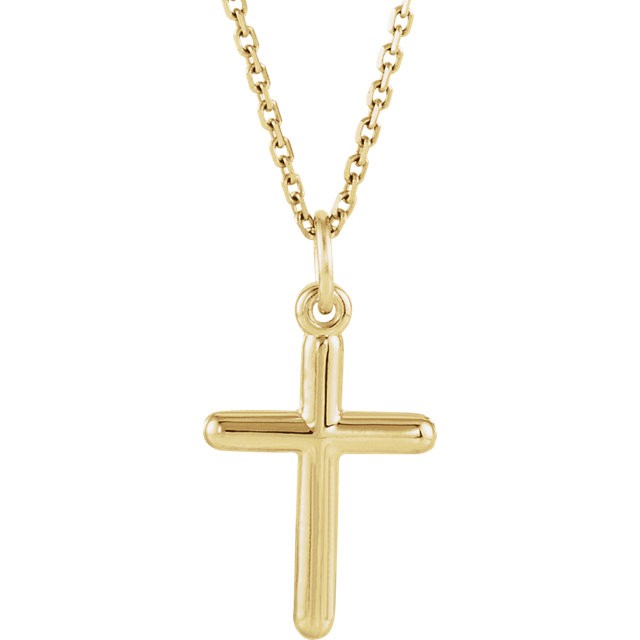 Beautiful 14K Yellow Gold Cross Necklace - Marine Corps Rings