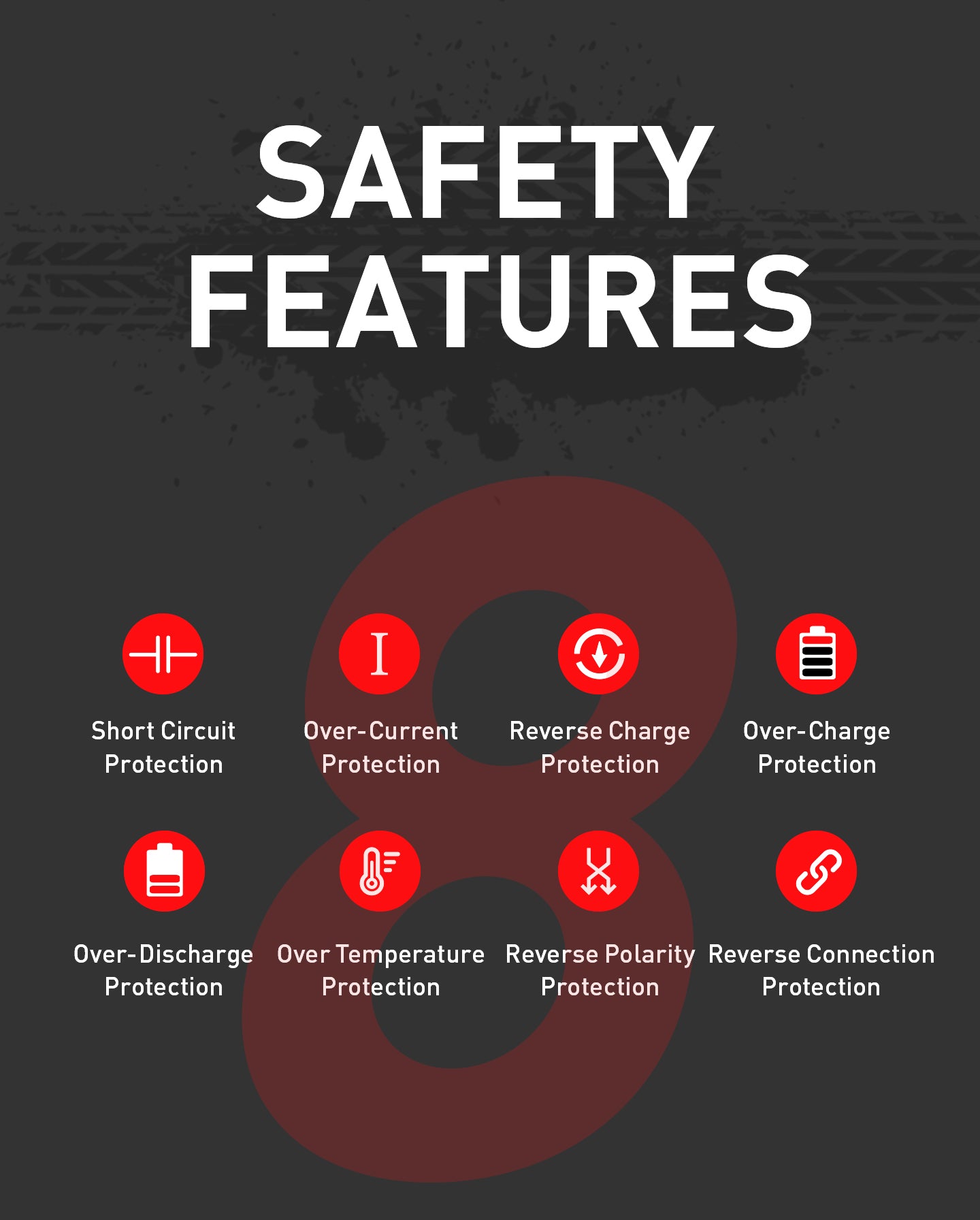 safety features reverse polarity charge protection