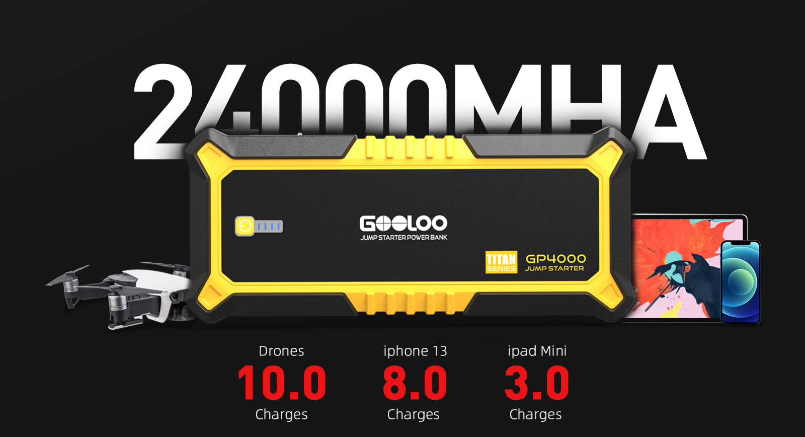 GOOLOO GP4000 4000A Jump Starter Power Bank Car Battery 26800mAh