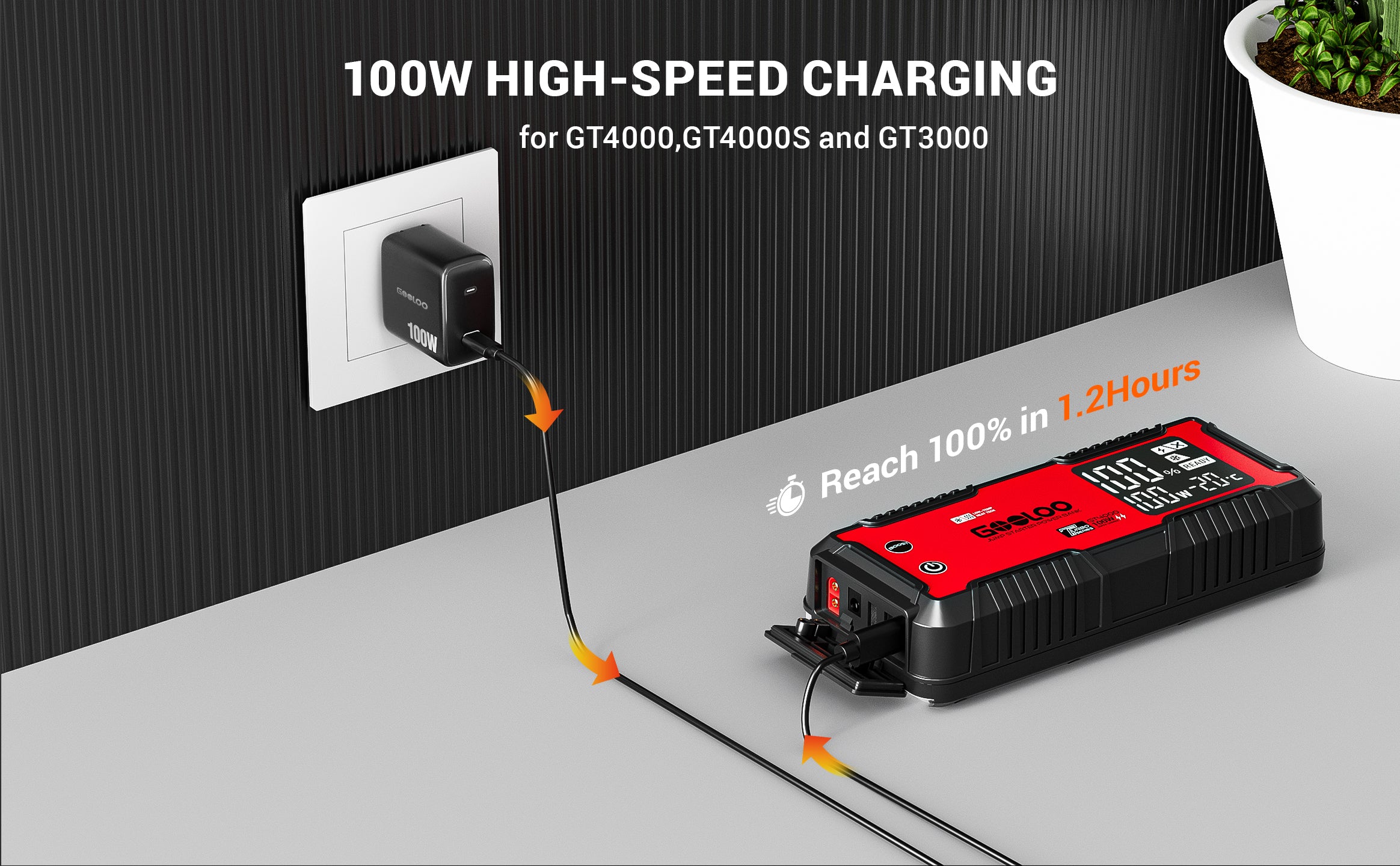 Chargeur mural 100 W pour charge haute vitesse gt4000 gt3000 gt4000s