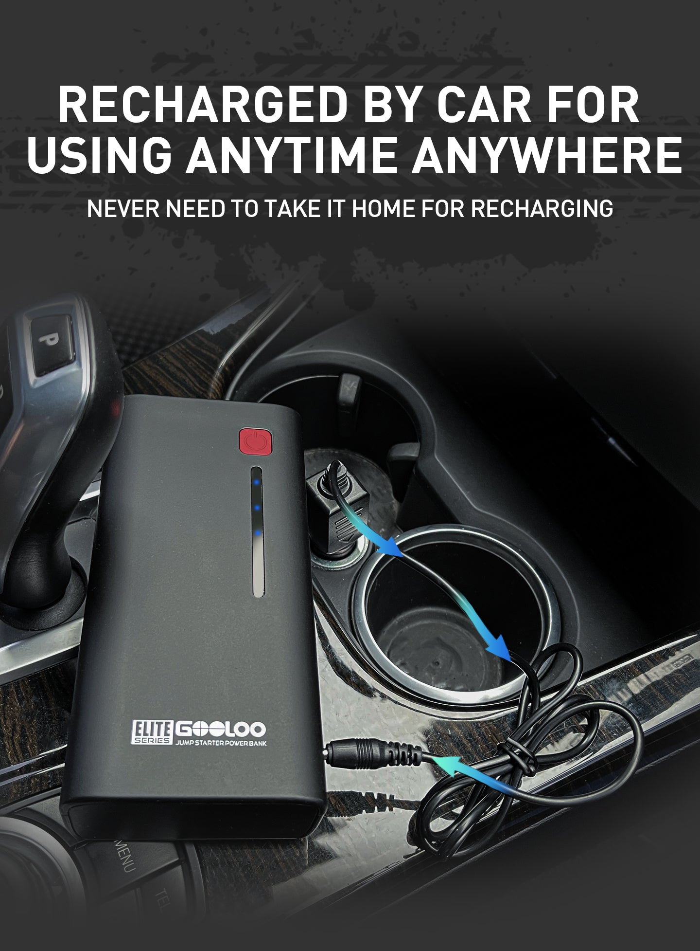 recharged by car for using anytime anywhere