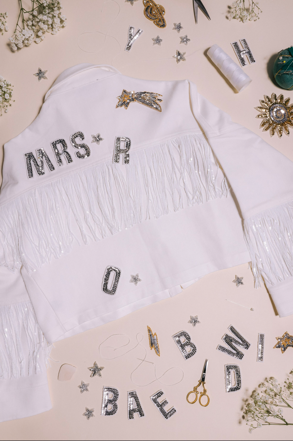 Custom Jacket with Sequin Fringe