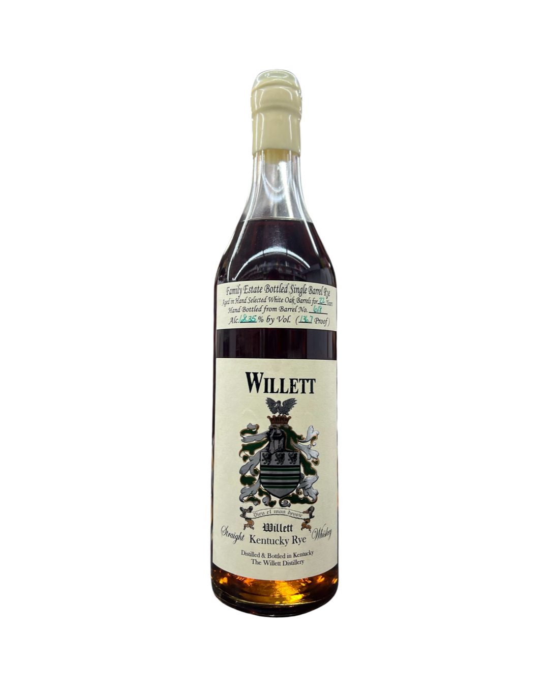 Willett Family Estate Bottled Single Barrel 22 Year Old Rye Barrel No. 618 Dougs Green Ink Rye 750ml