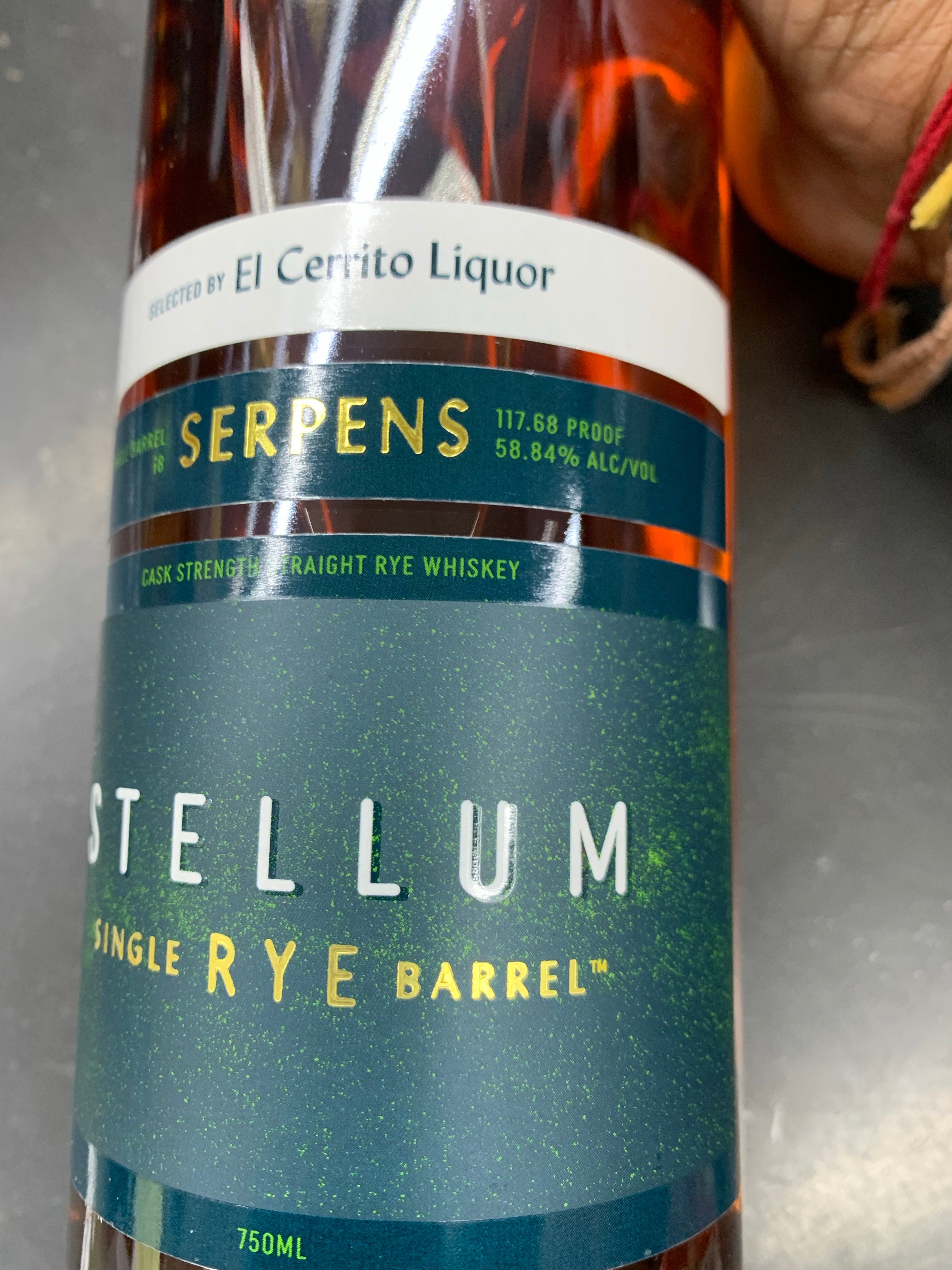 Stellum Single Barrel Cask Strength  El Cerrito Store Pick Straight Rye Whiskey