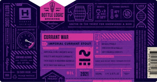 2021 Bottle Logic Brewing  Currant War Imperial Stout Beer