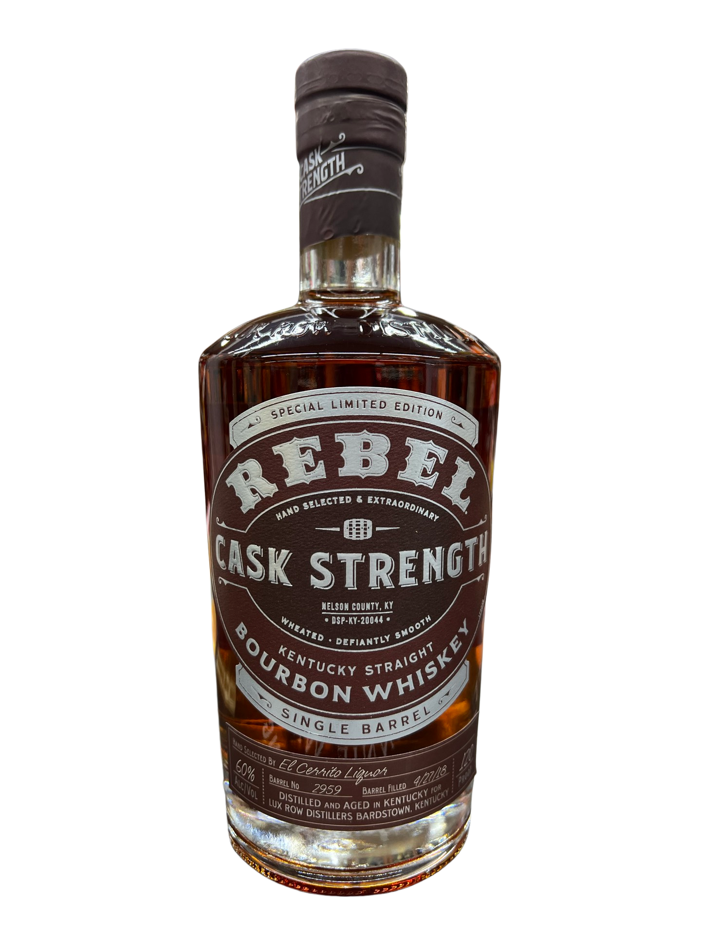 Rebel Single Barrel Cask Strength El Cerrito Liquor Store Pick Kentucky Straight Bourbon Whiskey 750ml