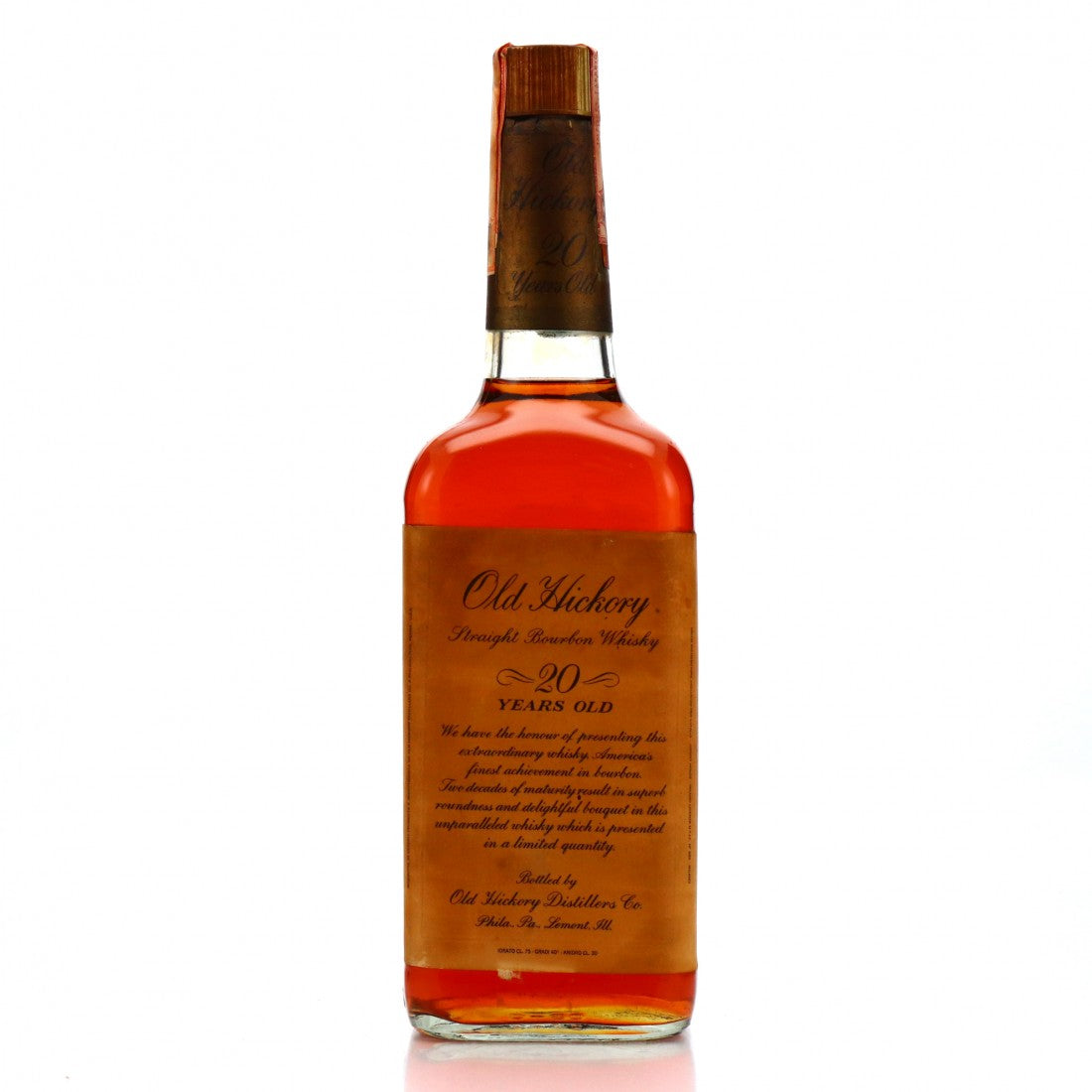 1960 Old Hickory 20 Year Old Straight Bourbon Whiskey