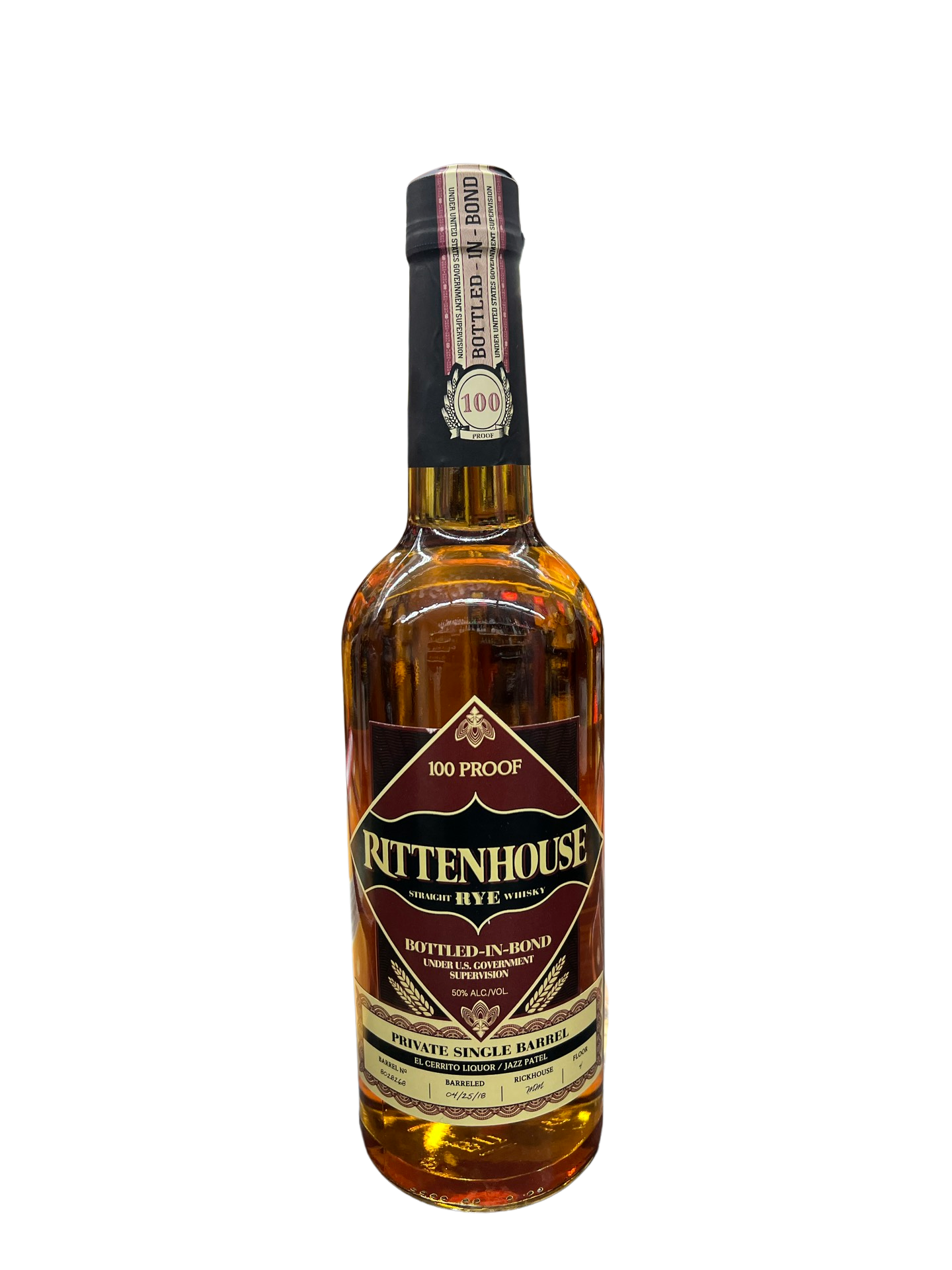 Rittenhouse Rye Bottle In Bond Single Barrel El Cerrito Liquor Store Pick Rye Whiskey