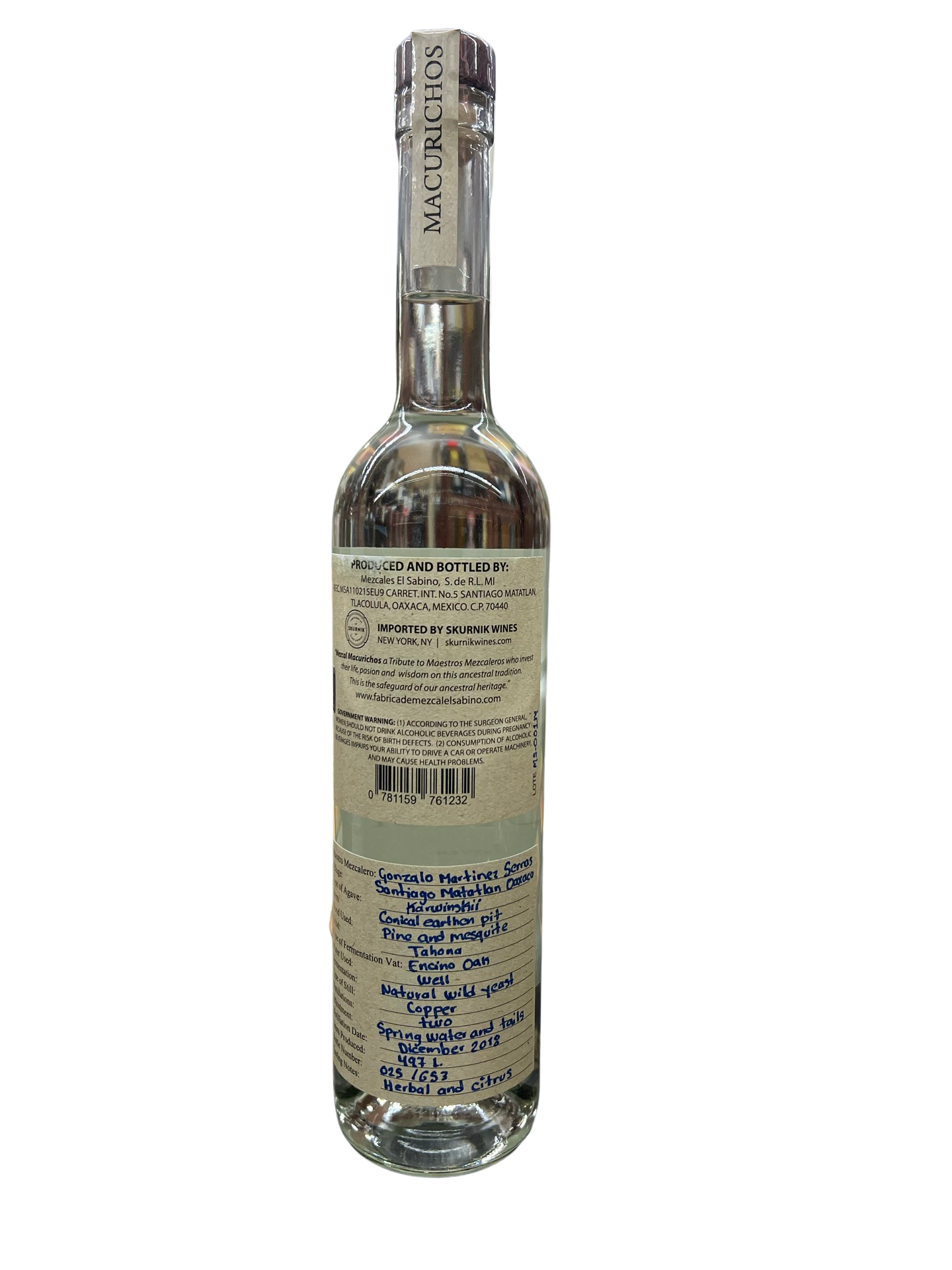 Macurichos Madrecuishe Mezcal Joven 750ml