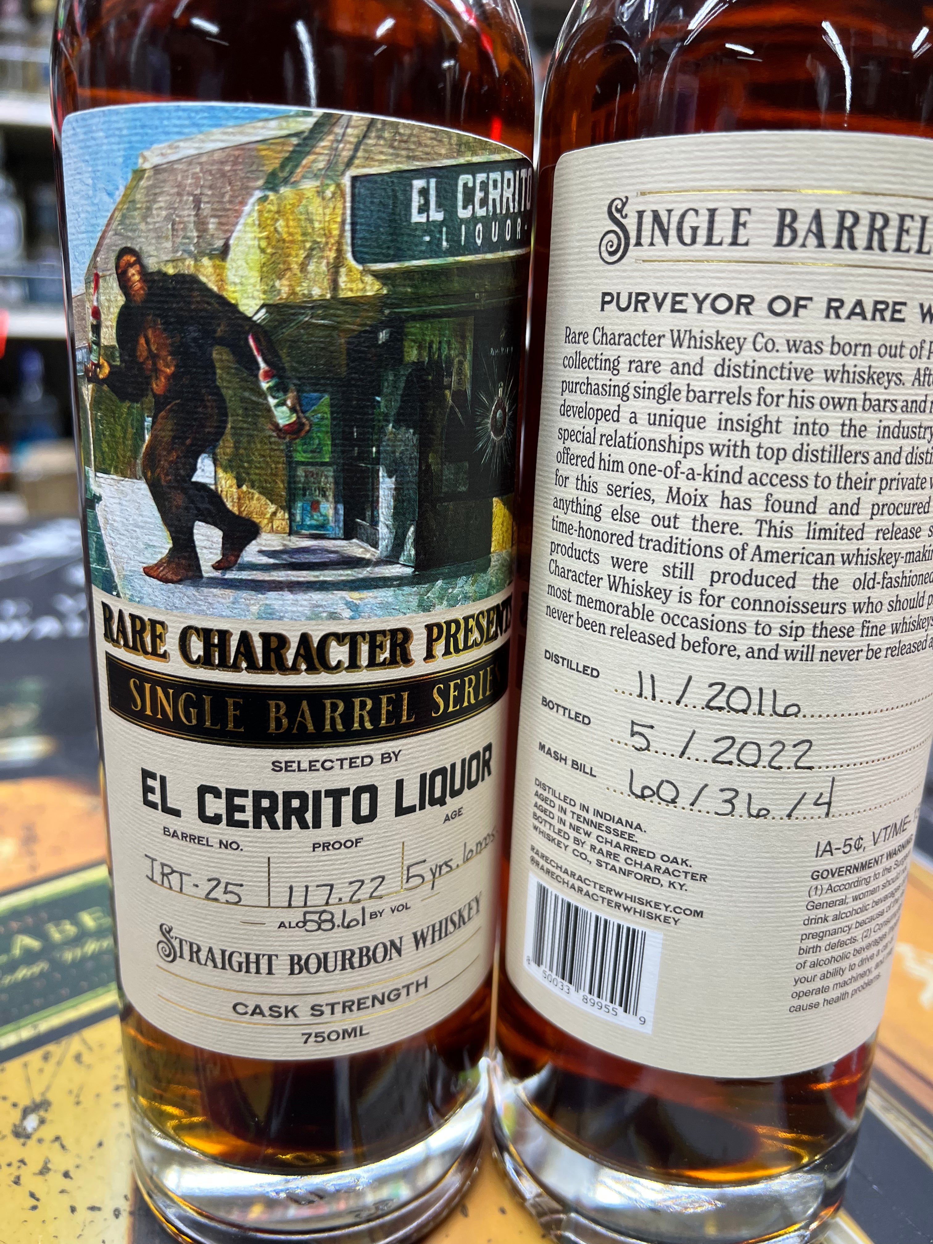 Rare Character 5 Year Old Single Barrel El Cerrito Liquor Store Pick Staright Bourbon Whiskey