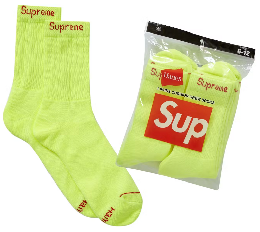 Supreme x Hanes Red, White, Black 6-12 Crew Socks in 2023