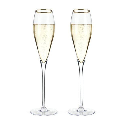 #3 GOLD-RIMMED CRYSTAL CHAMPAGNE FLUTES