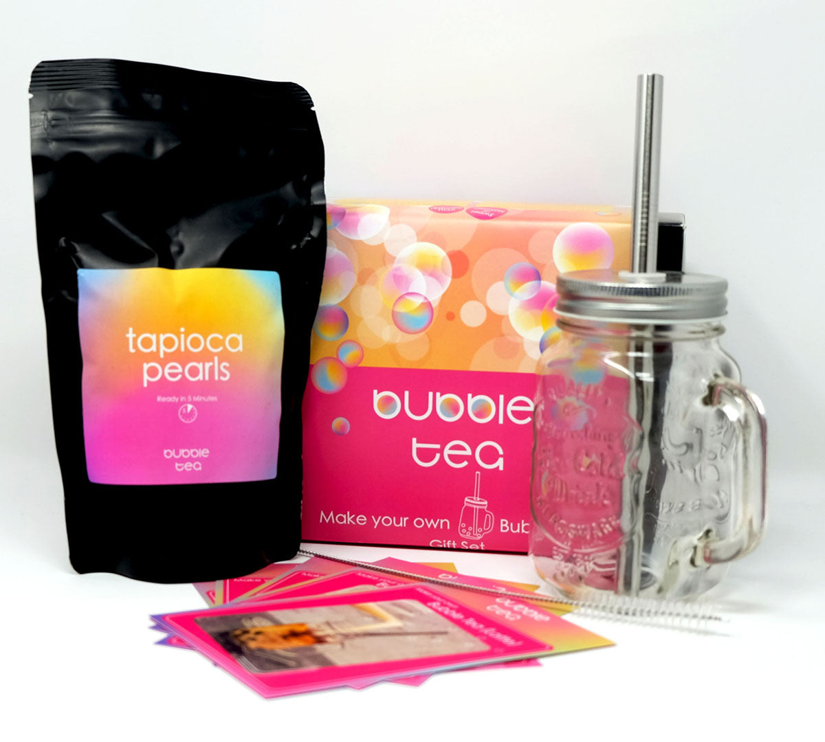 Bubble Tea Gift Set With Glass Mason Jar And Straw