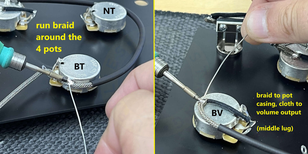 connecting pots together using braided guitar wire