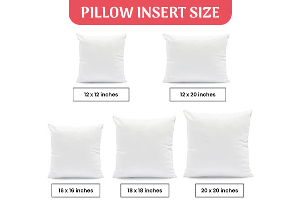 Pillow insert size chart.