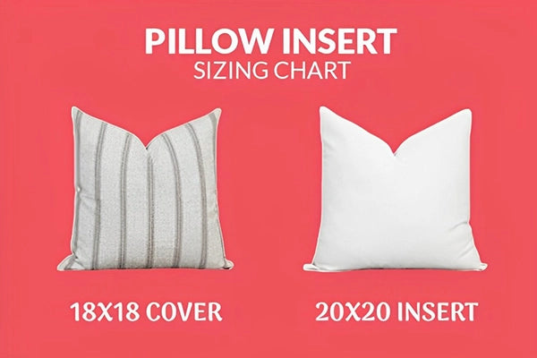 Diagram illustrating the size difference between pillow covers and inserts.
