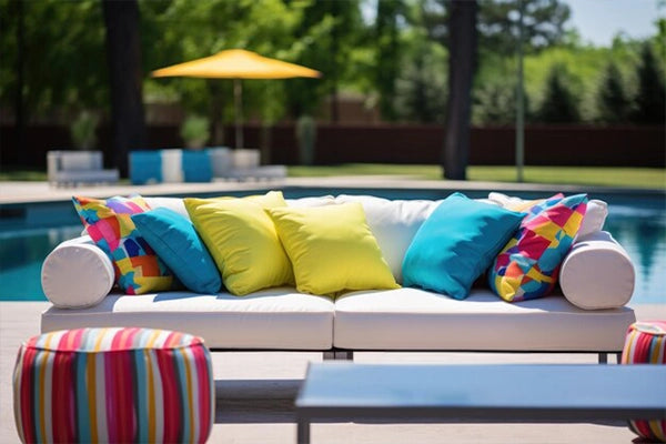 Outdoor seating area with 20 x 20 pillow inserts