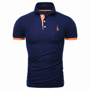Quality Cotton Polos Men Embroidery Polo Giraffe Shirt Men Casual Patchwork Male Tops Clothing Men
