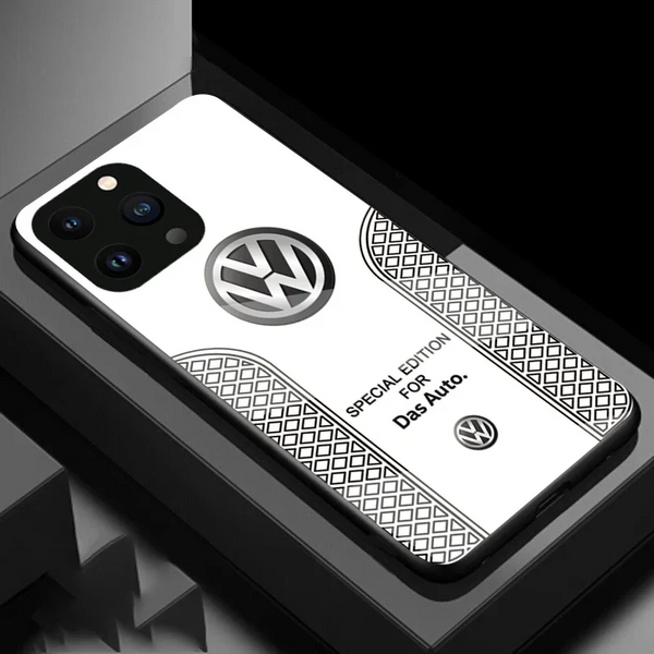 VW Luxury carbon fiber phone case for iPhone 15 Pro Max with glass cover - sky cover