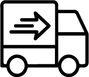 'Icon of a delivery truck with a right-facing arrow.'