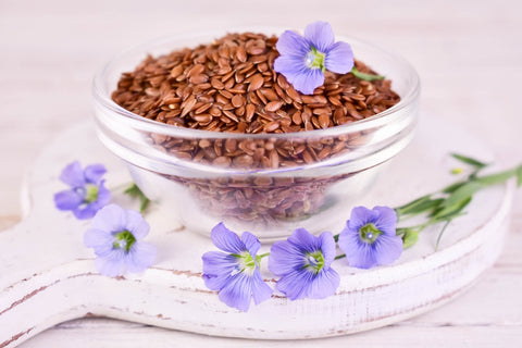 Flax Seeds in a Glass Bowl