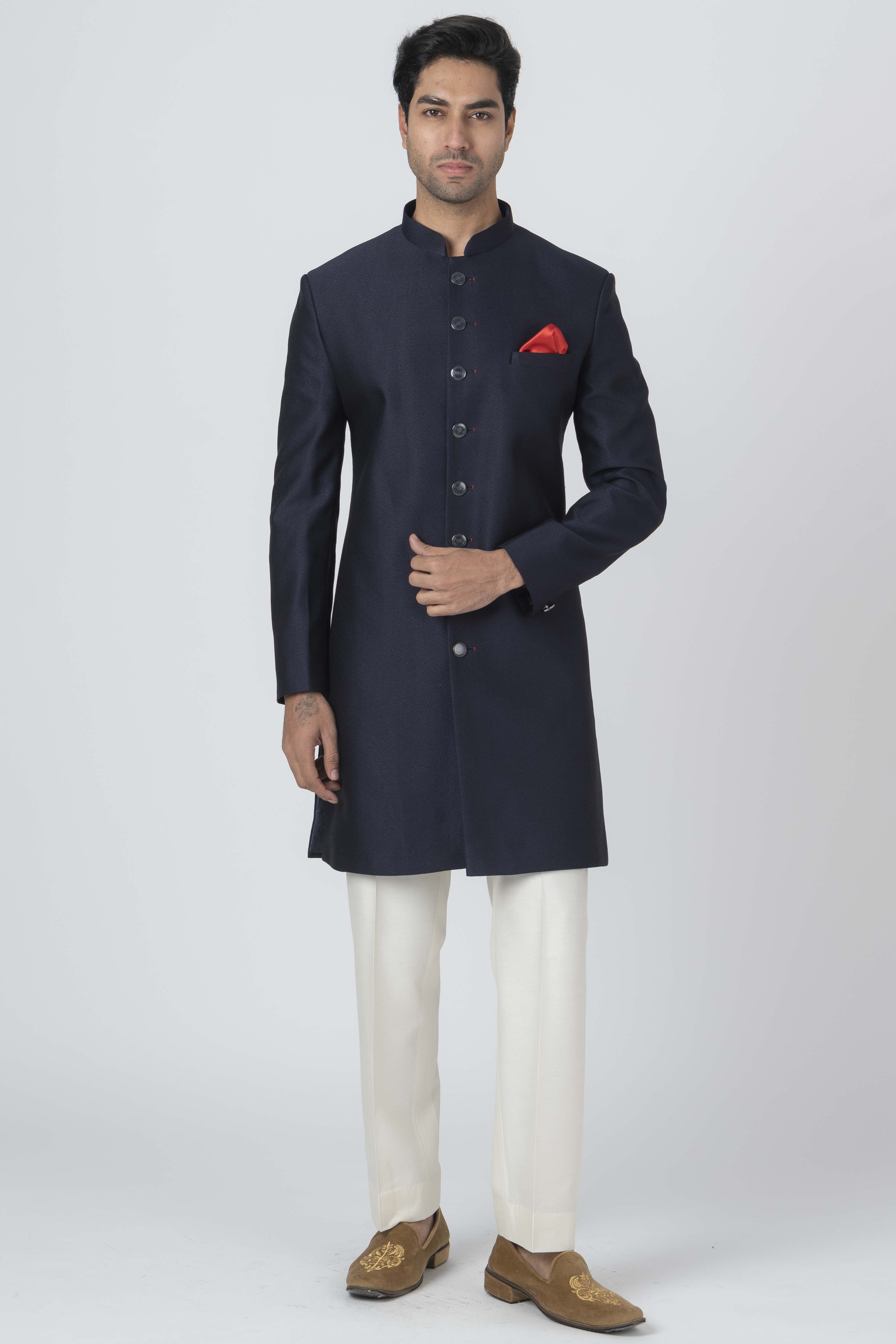 Pine Green Art Silk Indo Western | Gents kurta design, Indian wedding  clothes for men, Gents kurta