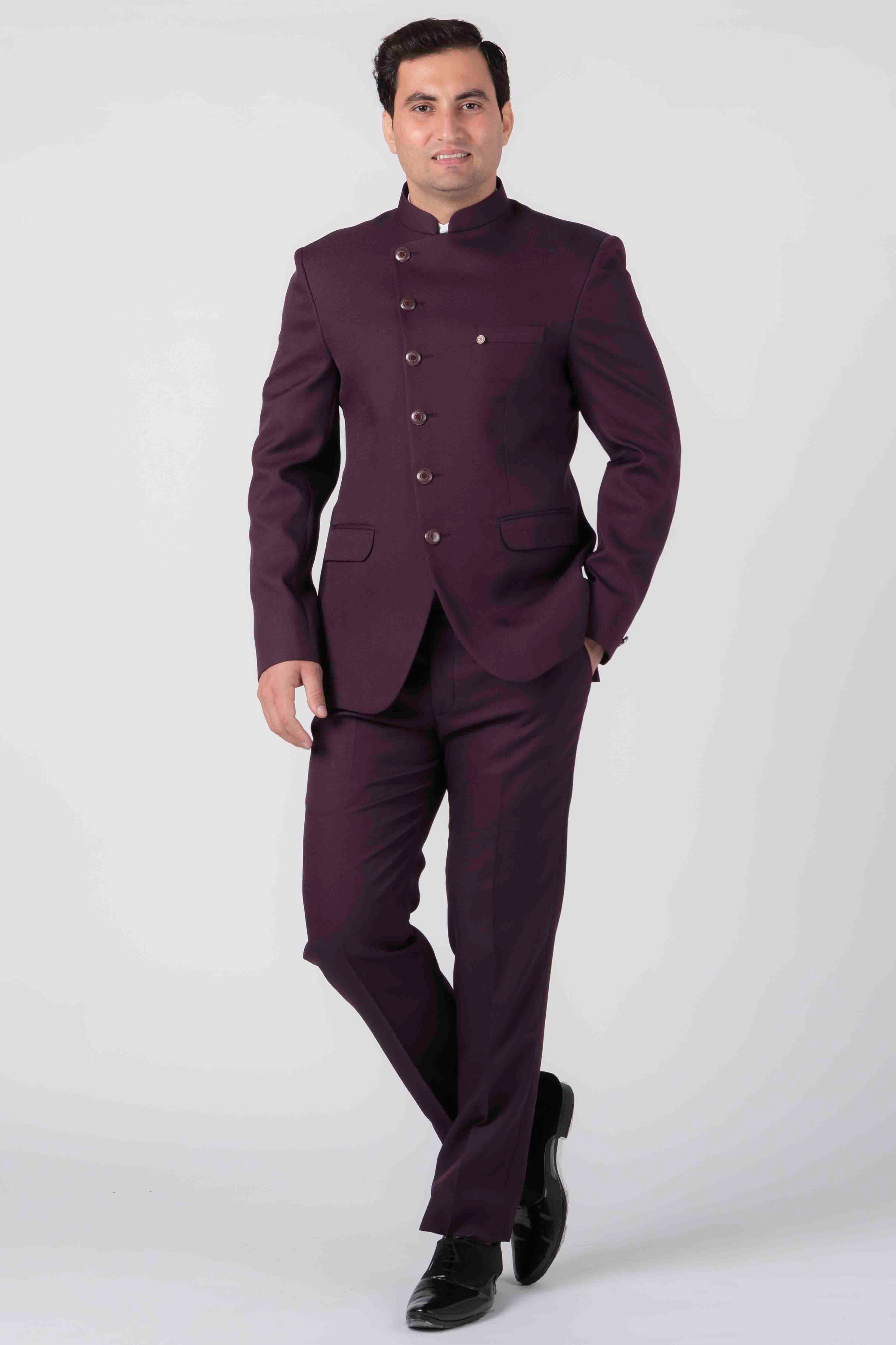 501808: Red and Maroon color family stitched Jodhpuri Suit .