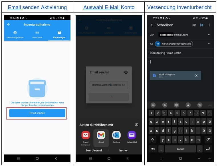 Versendung Inventurbericht