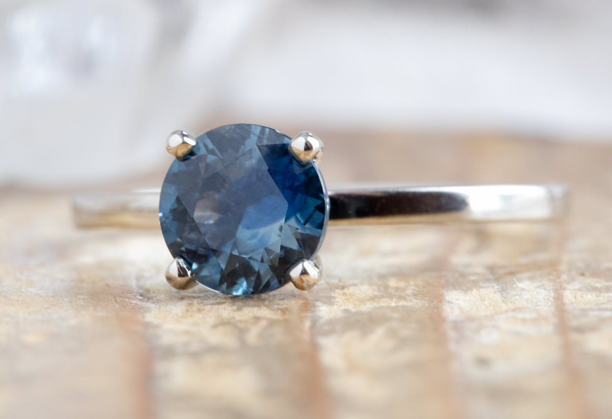 One of a Kind Round-Cut Watercolor Montana Sapphire Engagement Ring ...