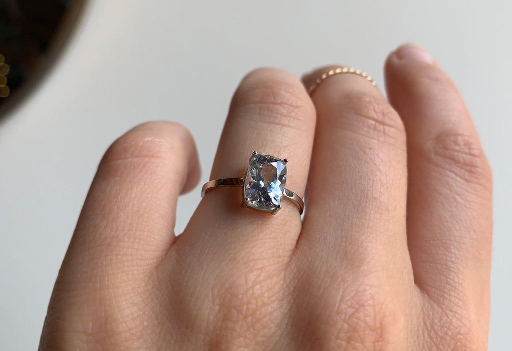 Cushion Cut Sky Blue Sapphire Solitaire 