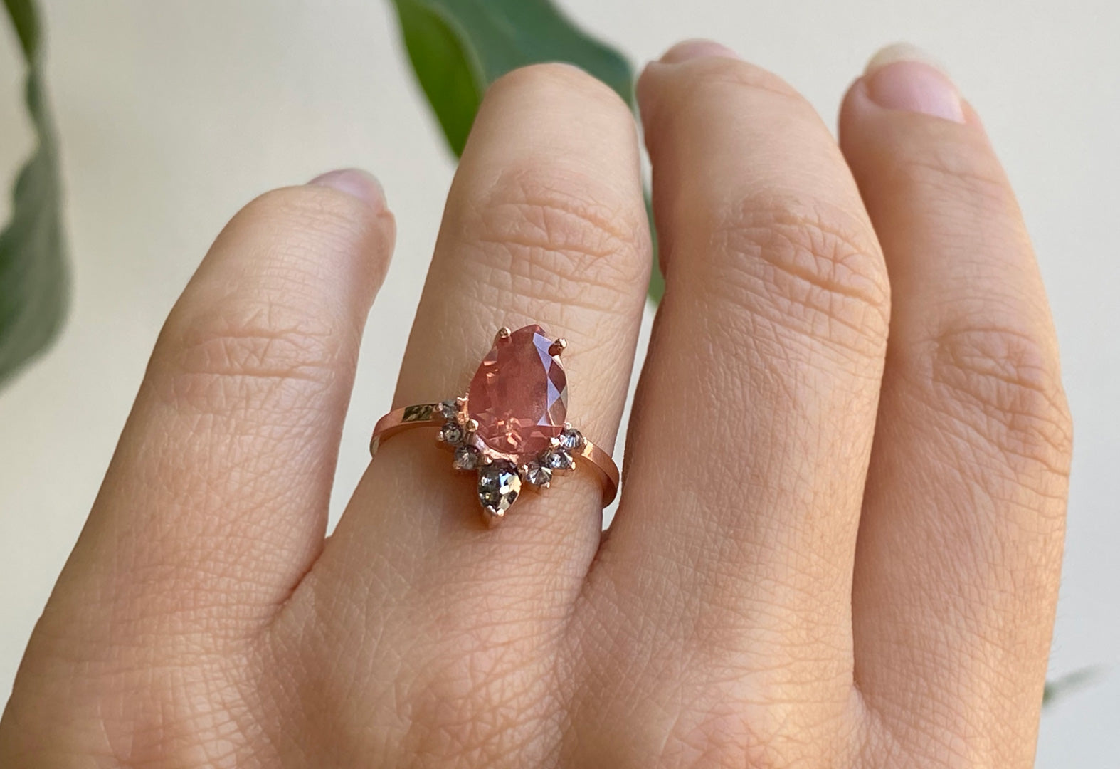 rainbow lattice sunstone engagement ring