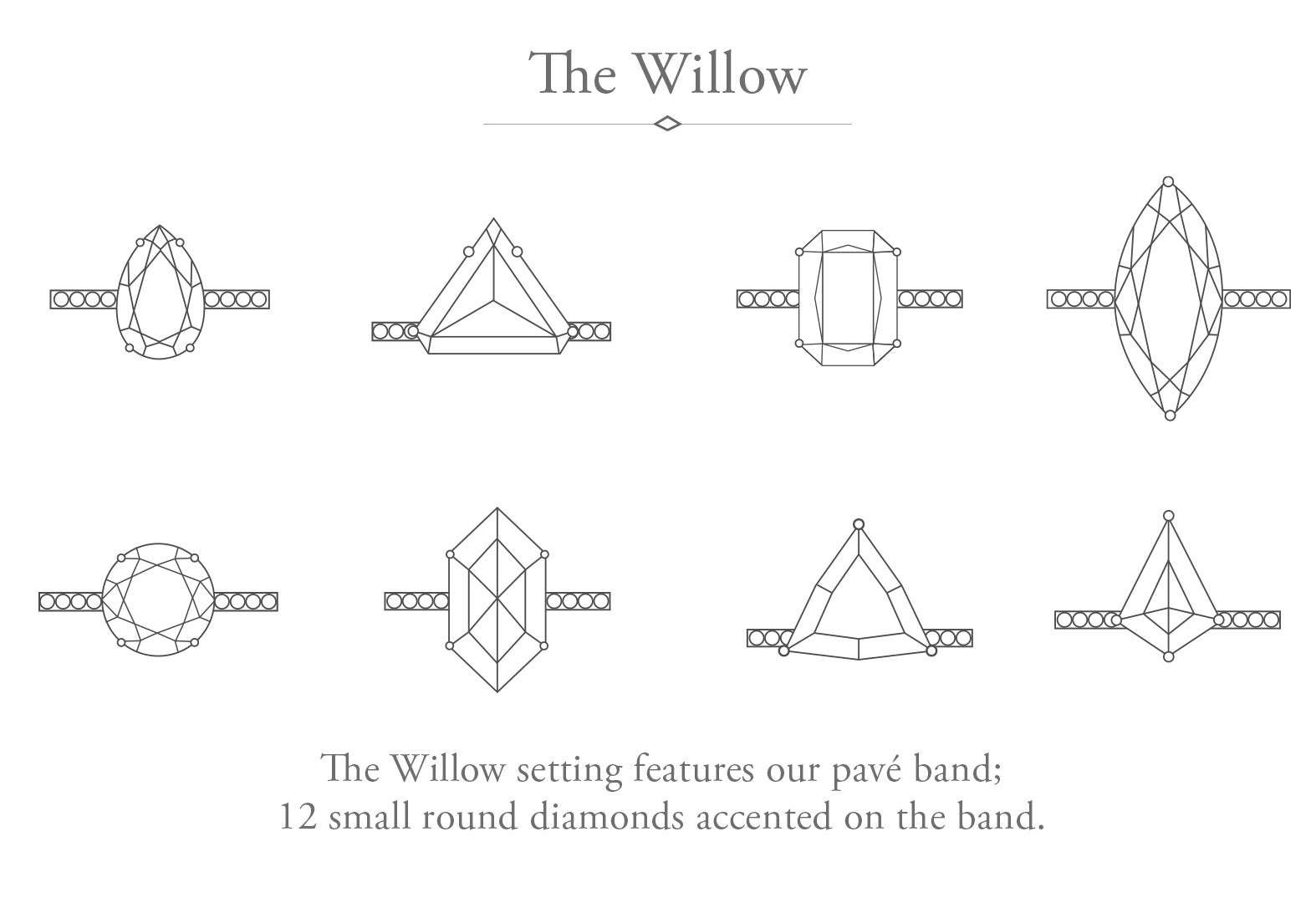 The Willow Ring with a Salt and Pepper Kite Diamond