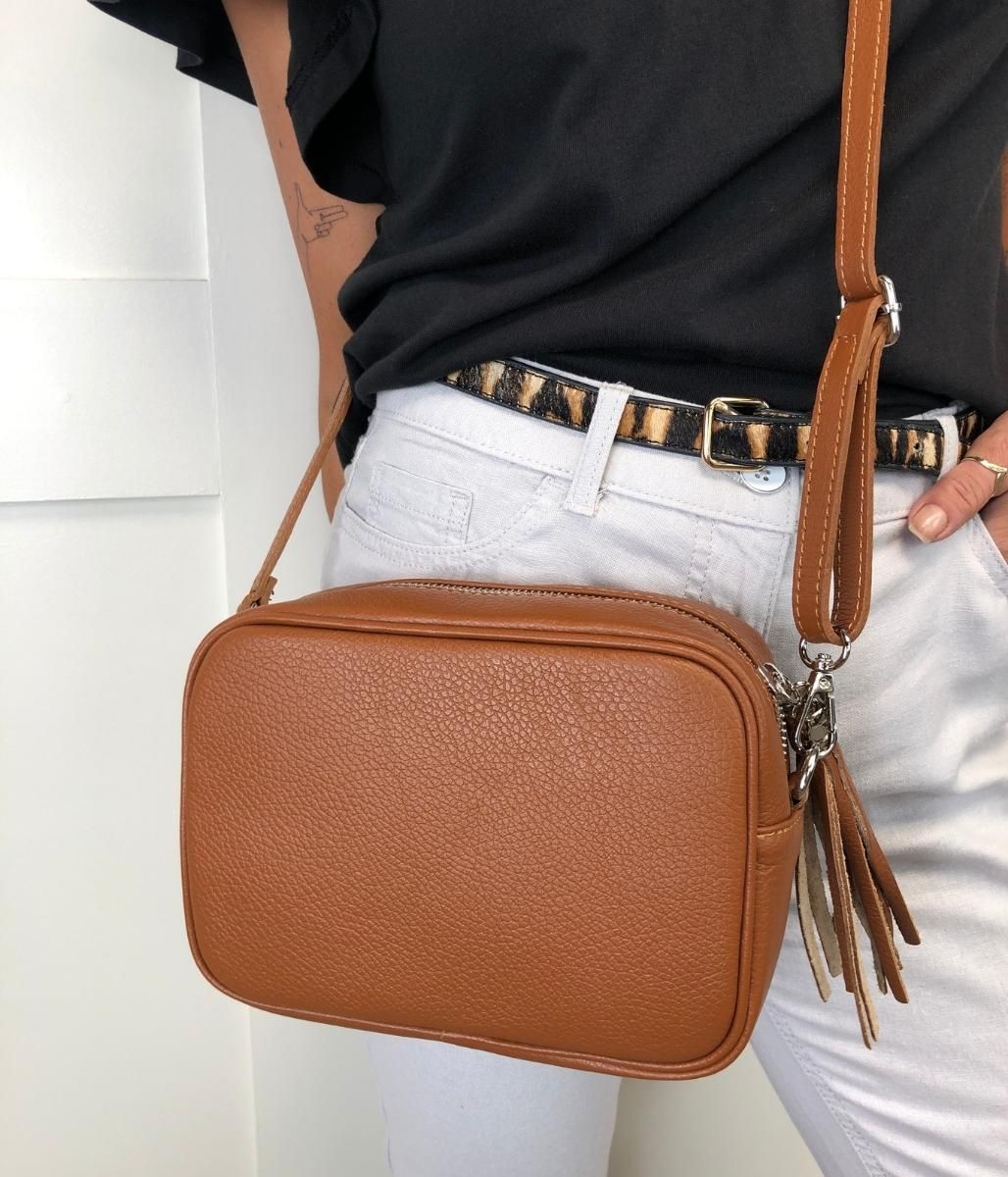 Chestnut Leather Tassel Camera Bag